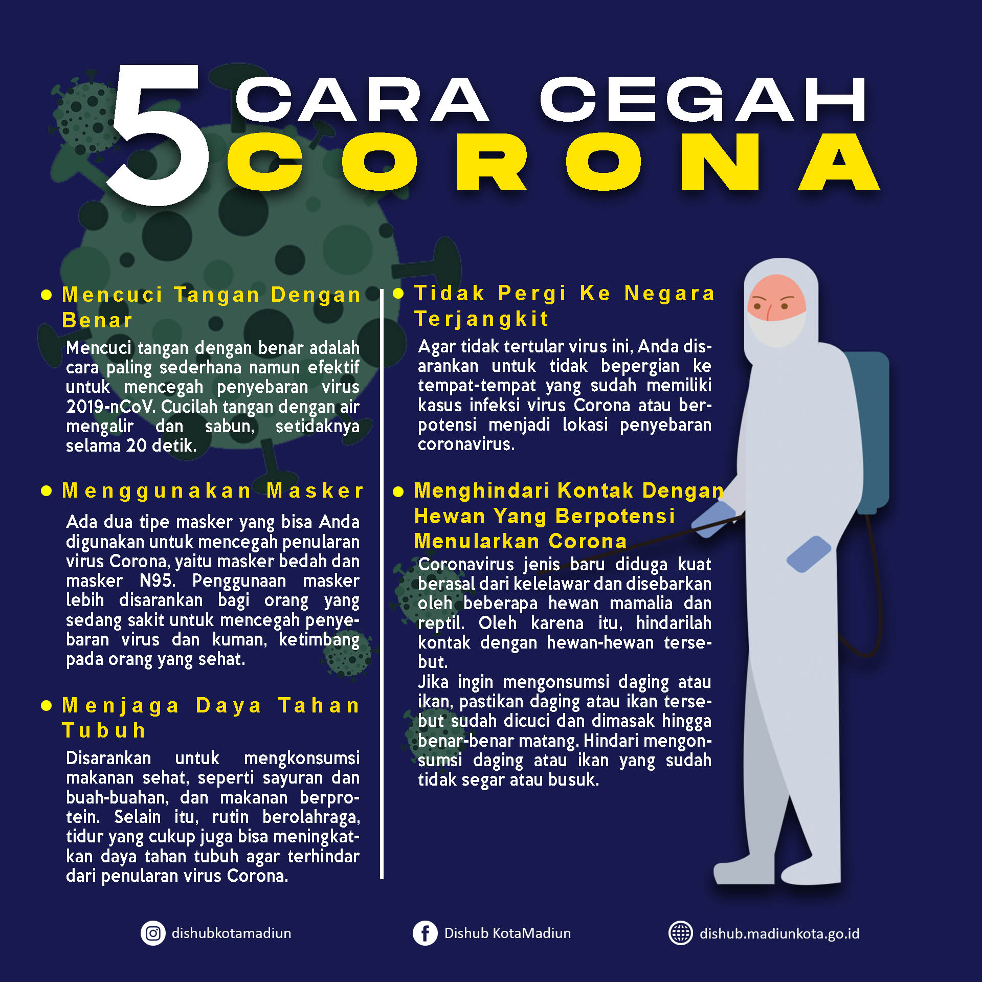 Langkah Mencegah Penularan Virus Corona Dinas Perhubungan Kota Madiun